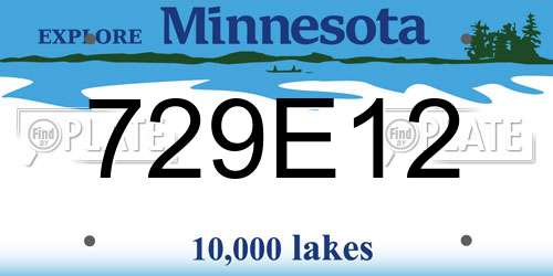 729E12 Minnesota License Plate
