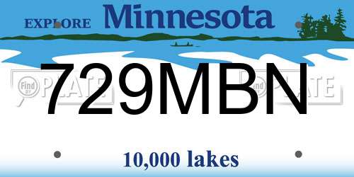 729MBN Minnesota License Plate