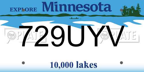 729UYV Minnesota License Plate