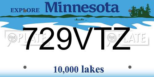 729VTZ Minnesota License Plate