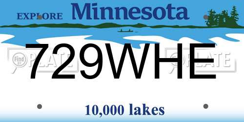 729WHE Minnesota License Plate