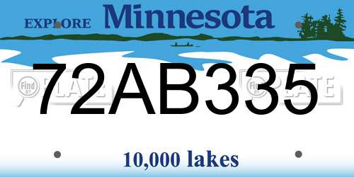 72AB335 Minnesota License Plate