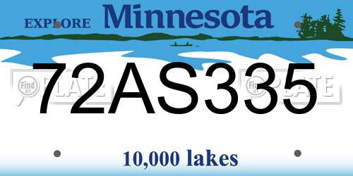 72AS335 Minnesota License Plate