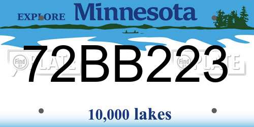 72BB223 Minnesota License Plate