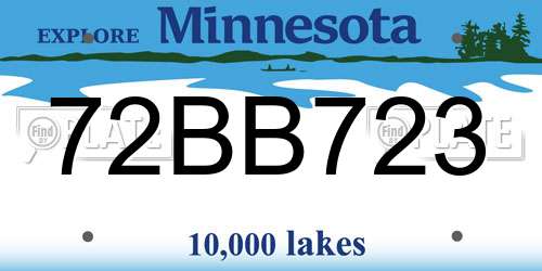 72BB723 Minnesota License Plate