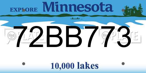 72BB773 Minnesota License Plate