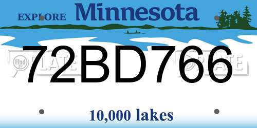 72BD766 Minnesota License Plate