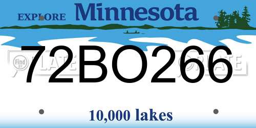 72BO266 Minnesota License Plate