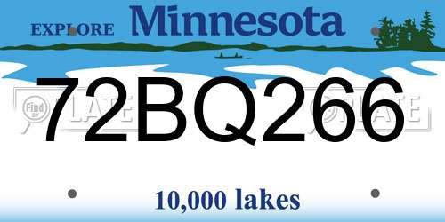 72BQ266 Minnesota License Plate