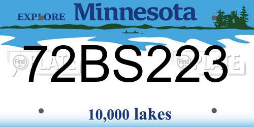 72BS223 Minnesota License Plate