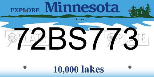 72BS773 Minnesota License Plate