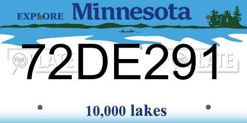 72DE291 Minnesota License Plate
