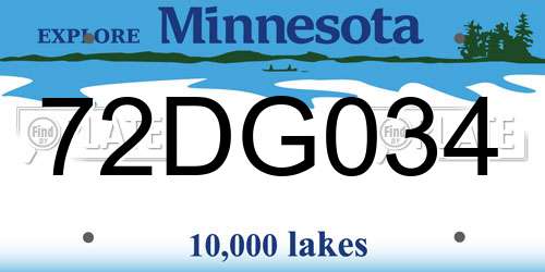 72DG034 Minnesota License Plate