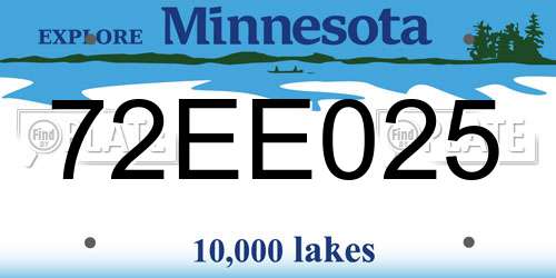 72EE025 Minnesota License Plate