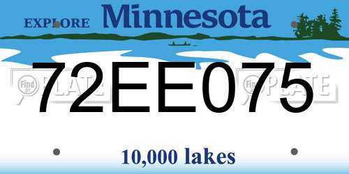 72EE075 Minnesota License Plate