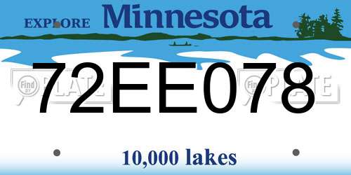 72EE078 Minnesota License Plate