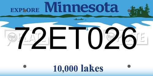 72ET026 Minnesota License Plate