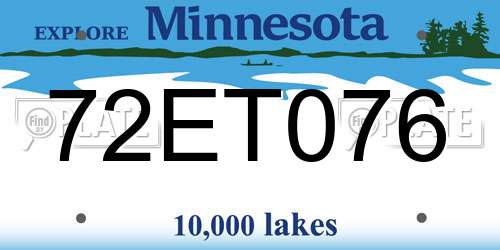 72ET076 Minnesota License Plate