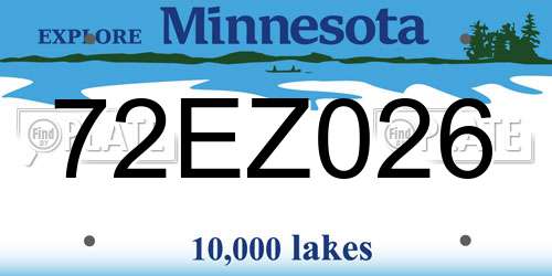 72EZ026 Minnesota License Plate