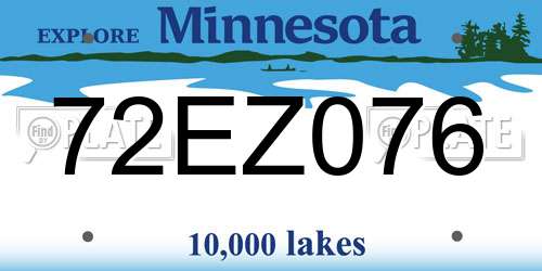72EZ076 Minnesota License Plate