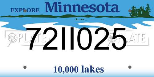 72II025 Minnesota License Plate
