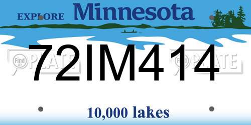 72IM414 Minnesota License Plate