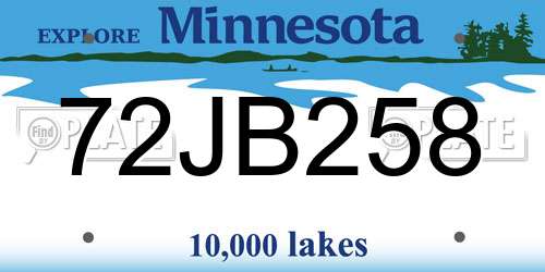 72JB258 Minnesota License Plate