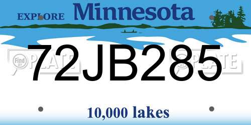 72JB285 Minnesota License Plate