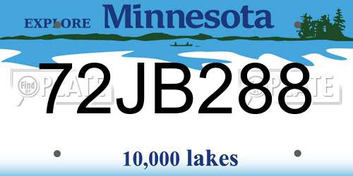 72JB288 Minnesota License Plate