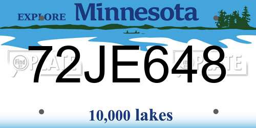 72JE648 Minnesota License Plate