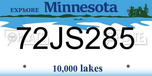 72JS285 Minnesota License Plate