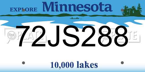 72JS288 Minnesota License Plate