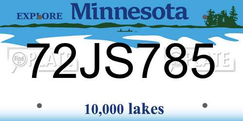 72JS785 Minnesota License Plate