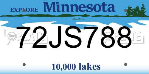 72JS788 Minnesota License Plate