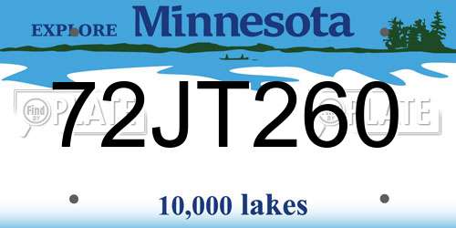 72JT260 Minnesota License Plate
