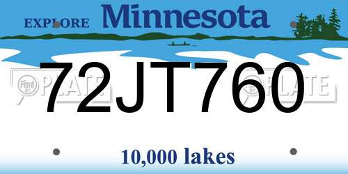 72JT760 Minnesota License Plate