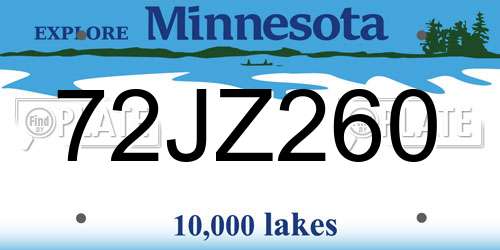 72JZ260 Minnesota License Plate