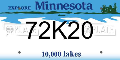72K20 Minnesota License Plate
