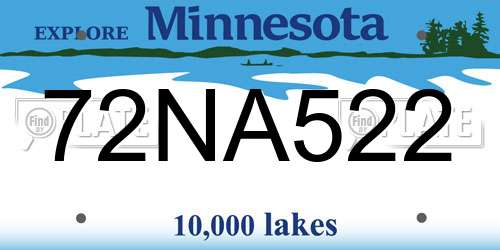 72NA522 Minnesota License Plate