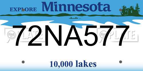 72NA577 Minnesota License Plate