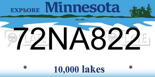 72NA822 Minnesota License Plate