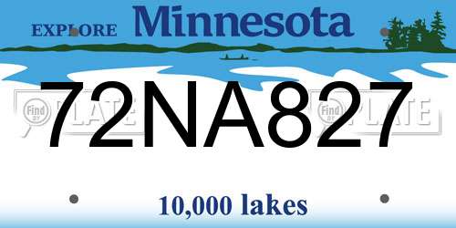 72NA827 Minnesota License Plate
