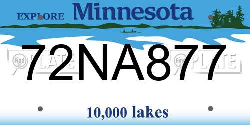 72NA877 Minnesota License Plate