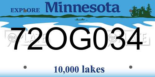 72OG034 Minnesota License Plate