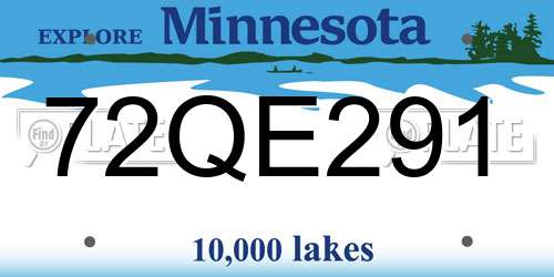 72QE291 Minnesota License Plate