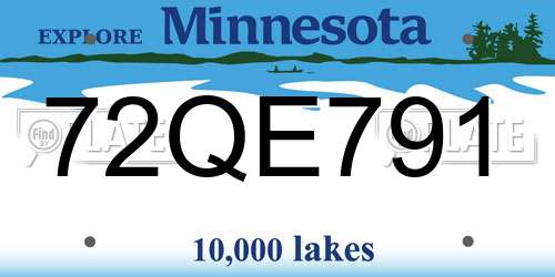 72QE791 Minnesota License Plate
