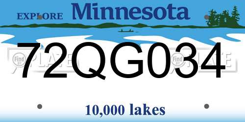 72QG034 Minnesota License Plate
