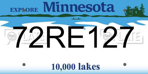 72RE127 Minnesota License Plate