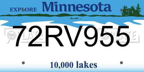 72RV955 Minnesota License Plate
