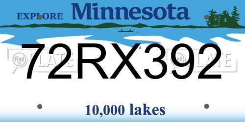 72RX392 Minnesota License Plate